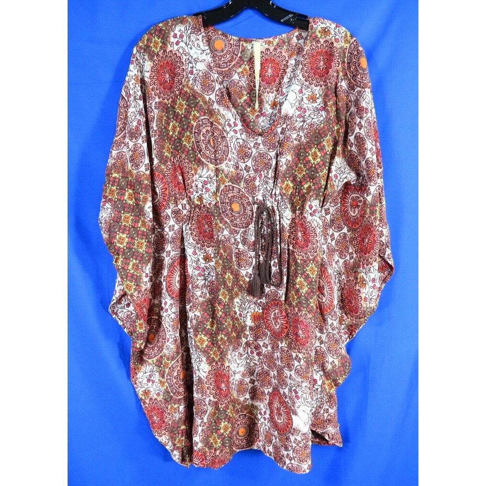 UNCLE FRANK Anthropologie CREPE PONCHO KIMONO CAFTAN Peasant Blouse PAISLEY XS